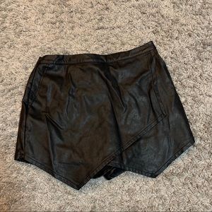 Black leather skort